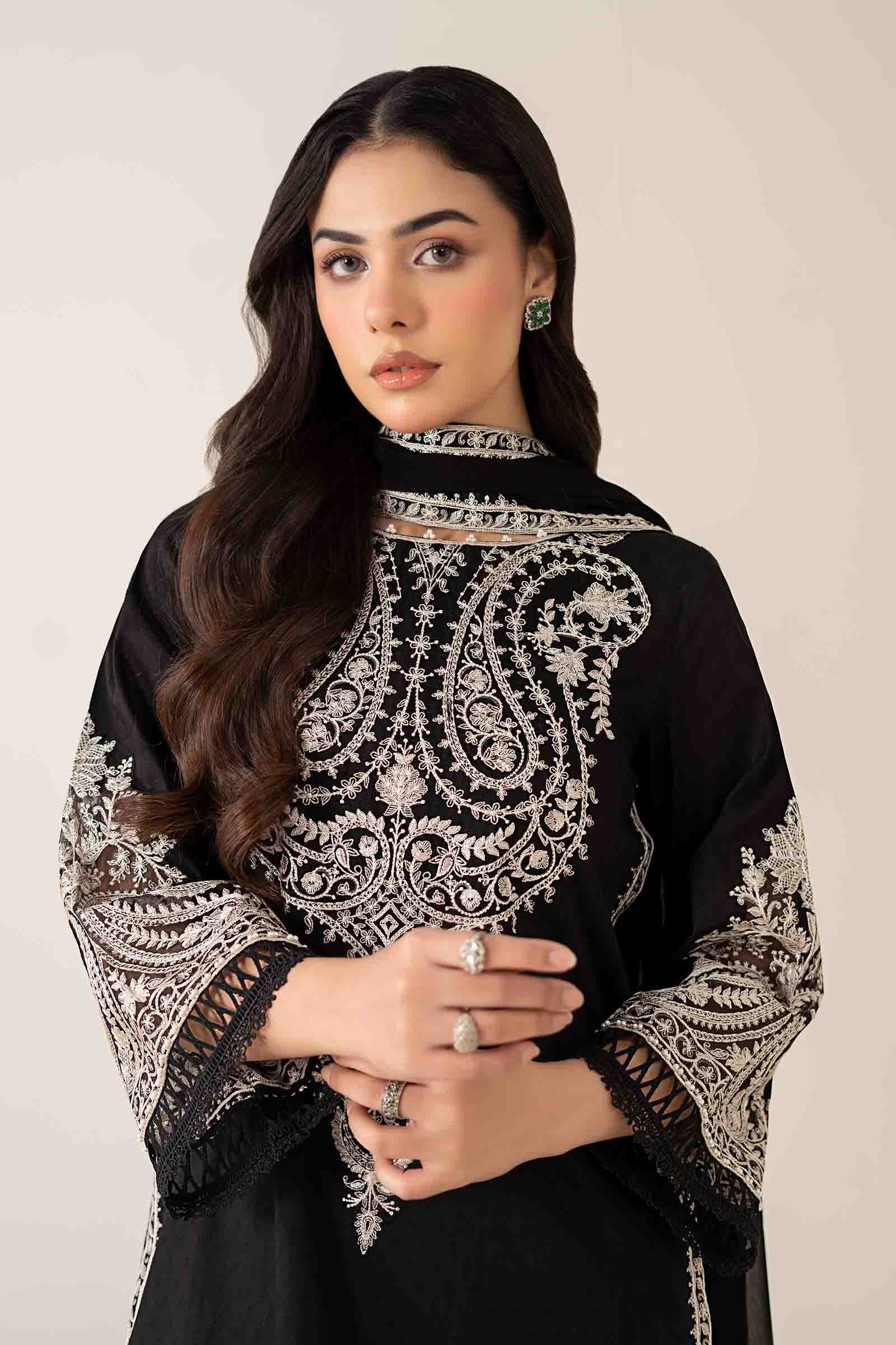 Maria.B - 3PC Dhanak Embroidered Suit - USME-014095