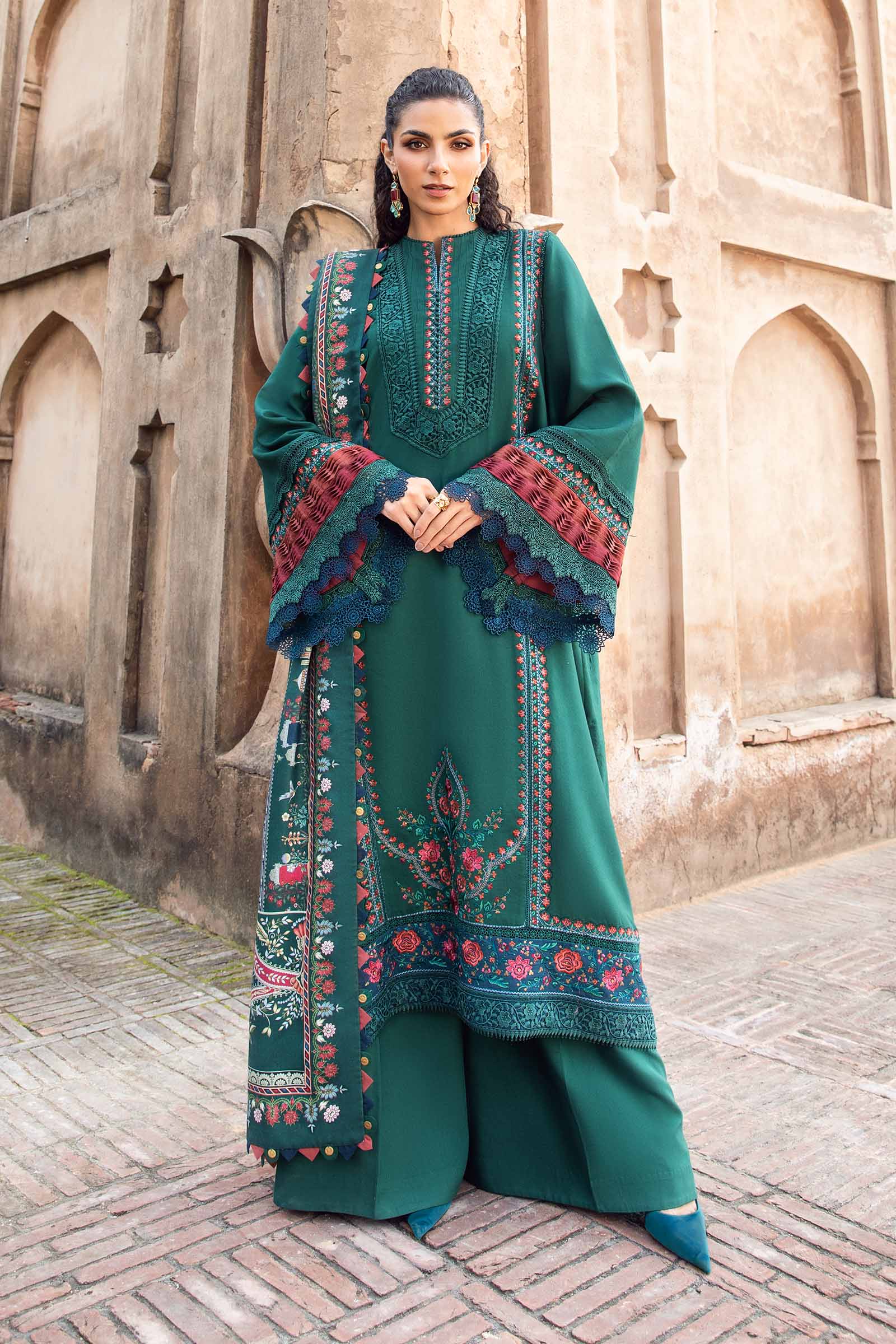 Maria.B - 3PC Dhanak Embroidered Suit - USME-014098