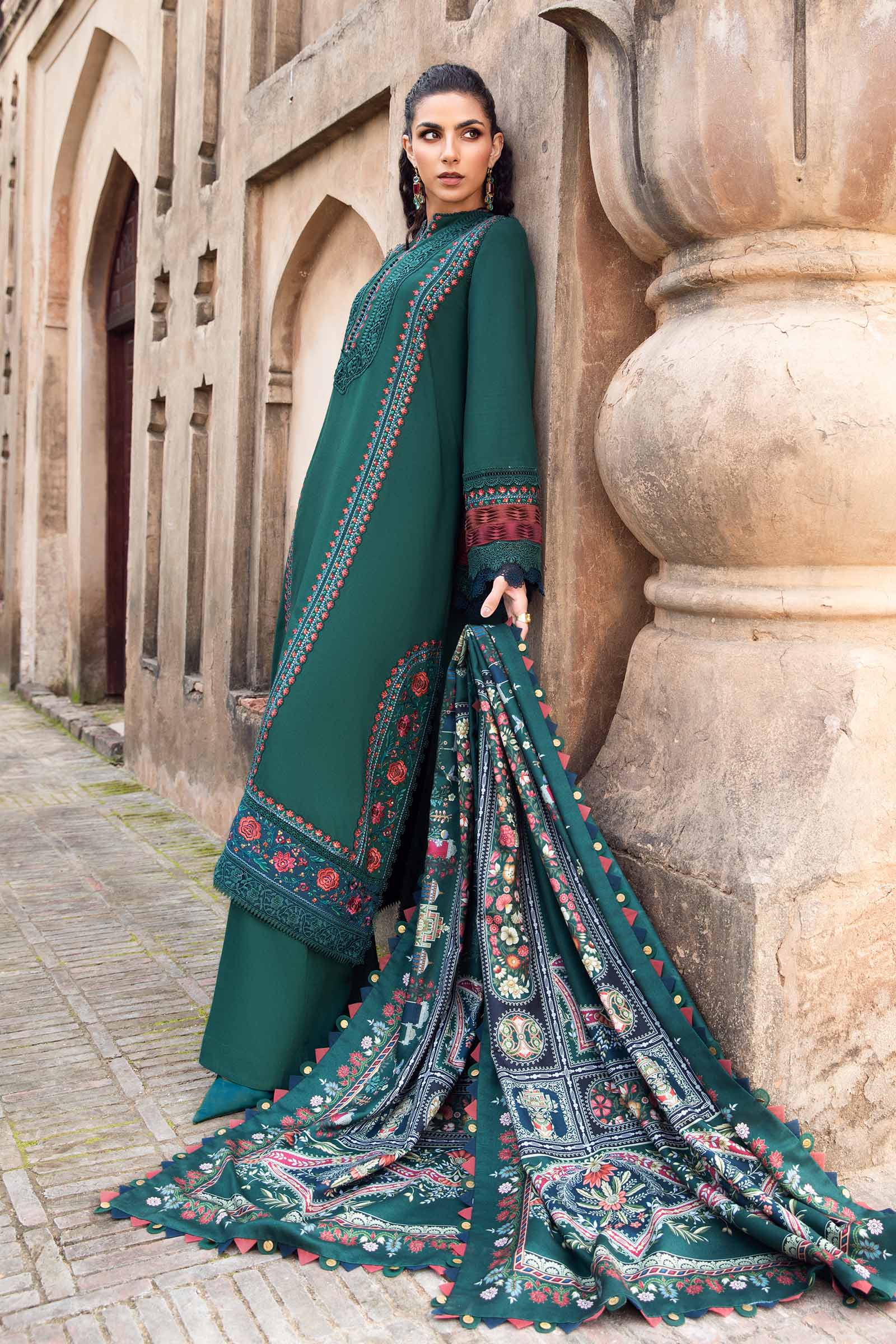 Maria.B - 3PC Dhanak Embroidered Suit - USME-014098