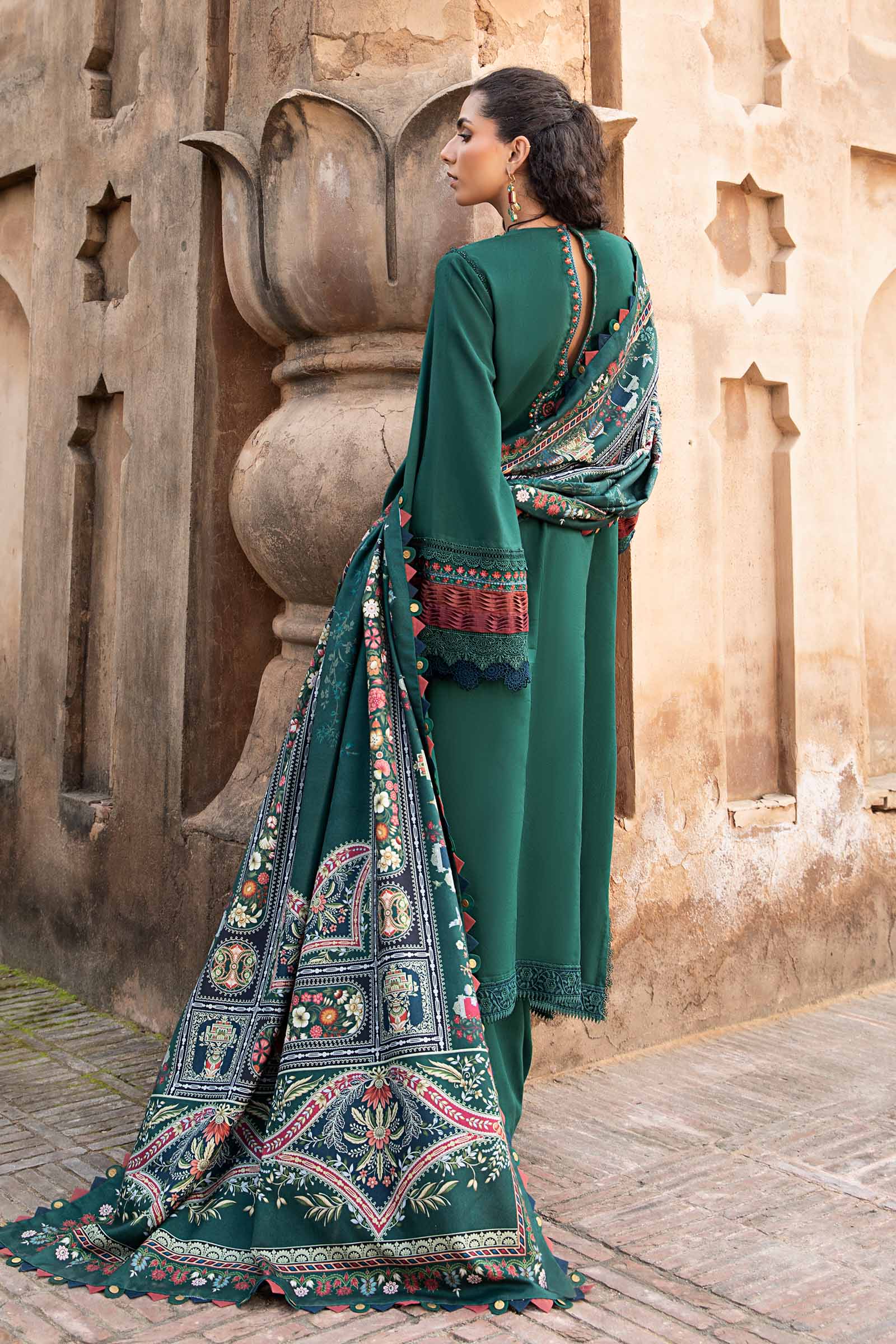Maria.B - 3PC Dhanak Embroidered Suit - USME-014098
