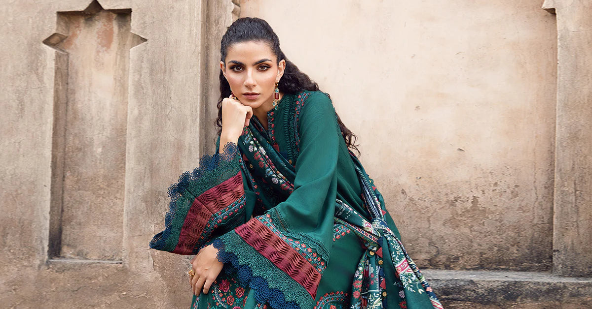 Maria.B - 3PC Dhanak Embroidered Suit - USME-014098