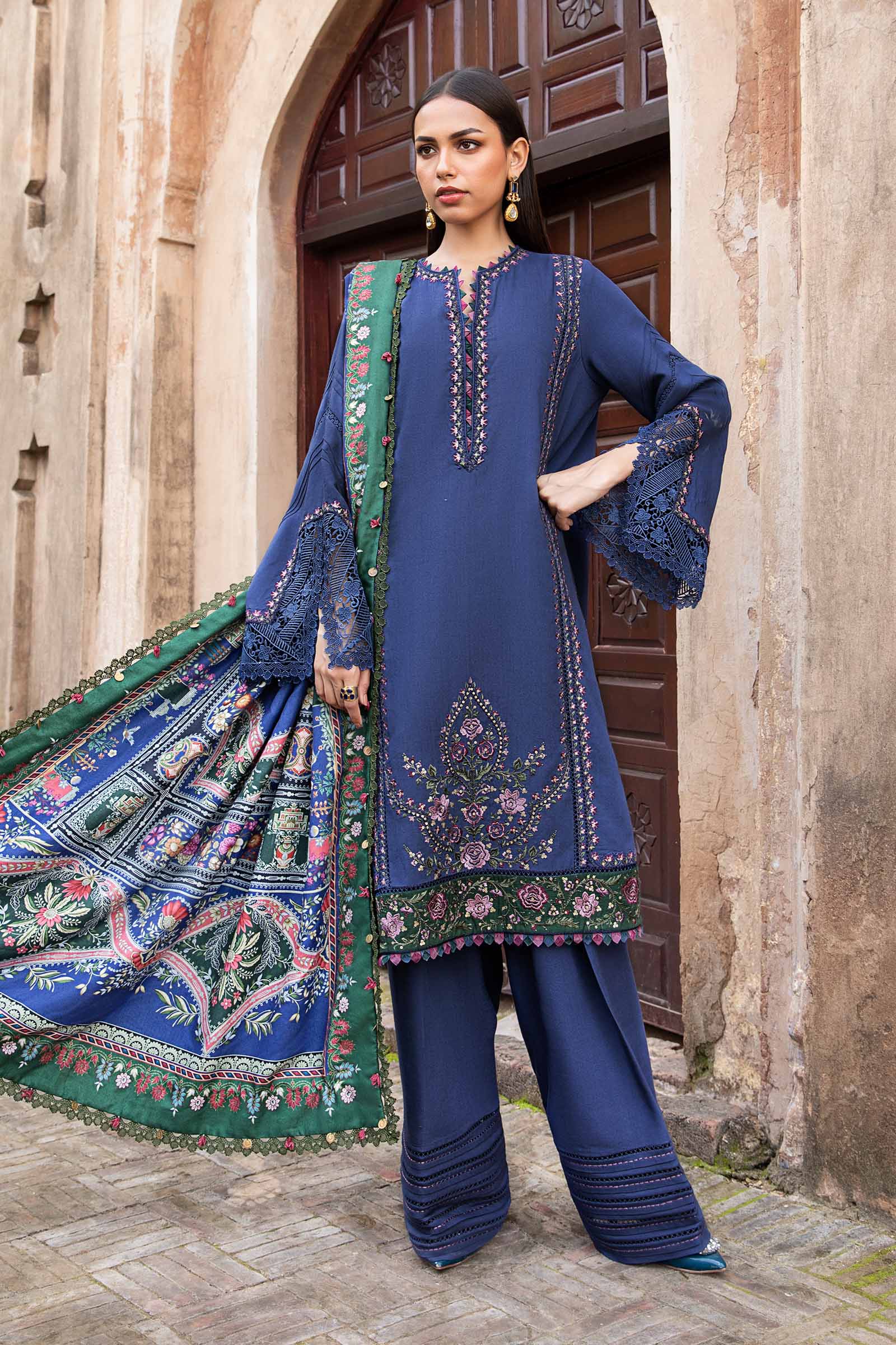 Maria.B - 3PC Dhanak Embroidered Suit - USME-014099