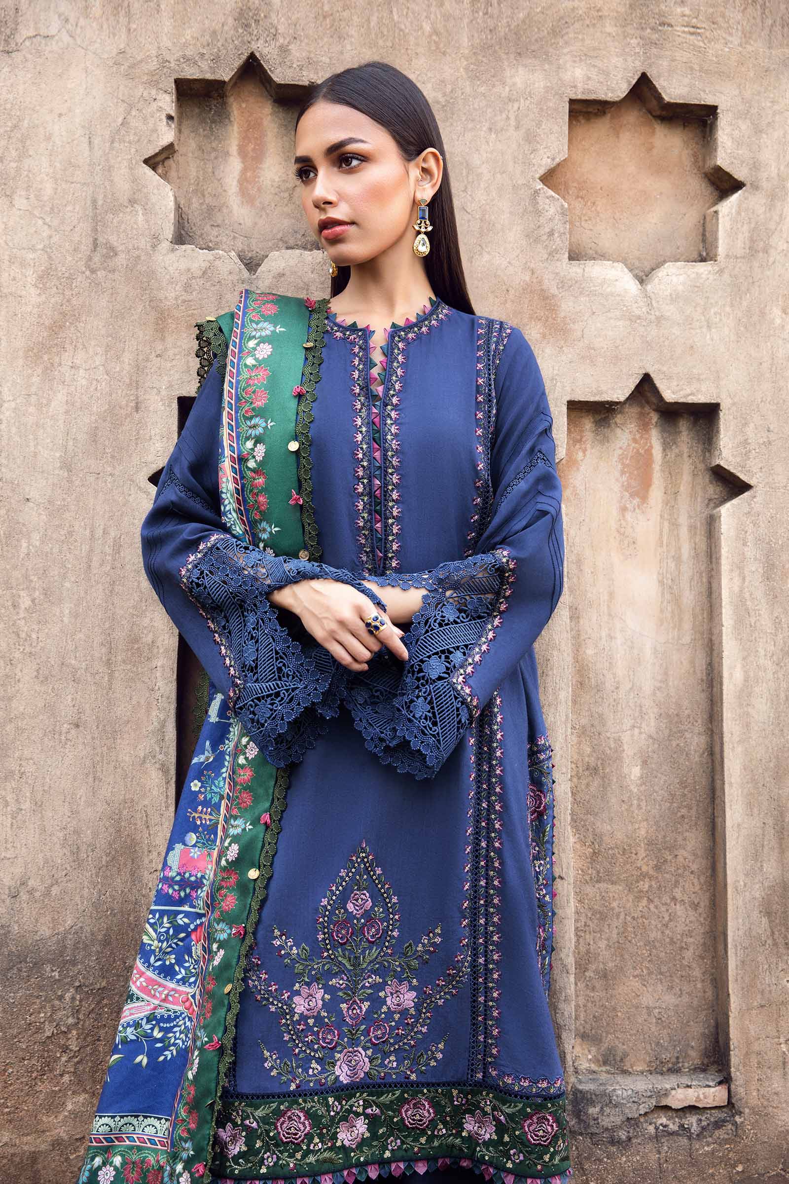 Maria.B - 3PC Dhanak Embroidered Suit - USME-014099