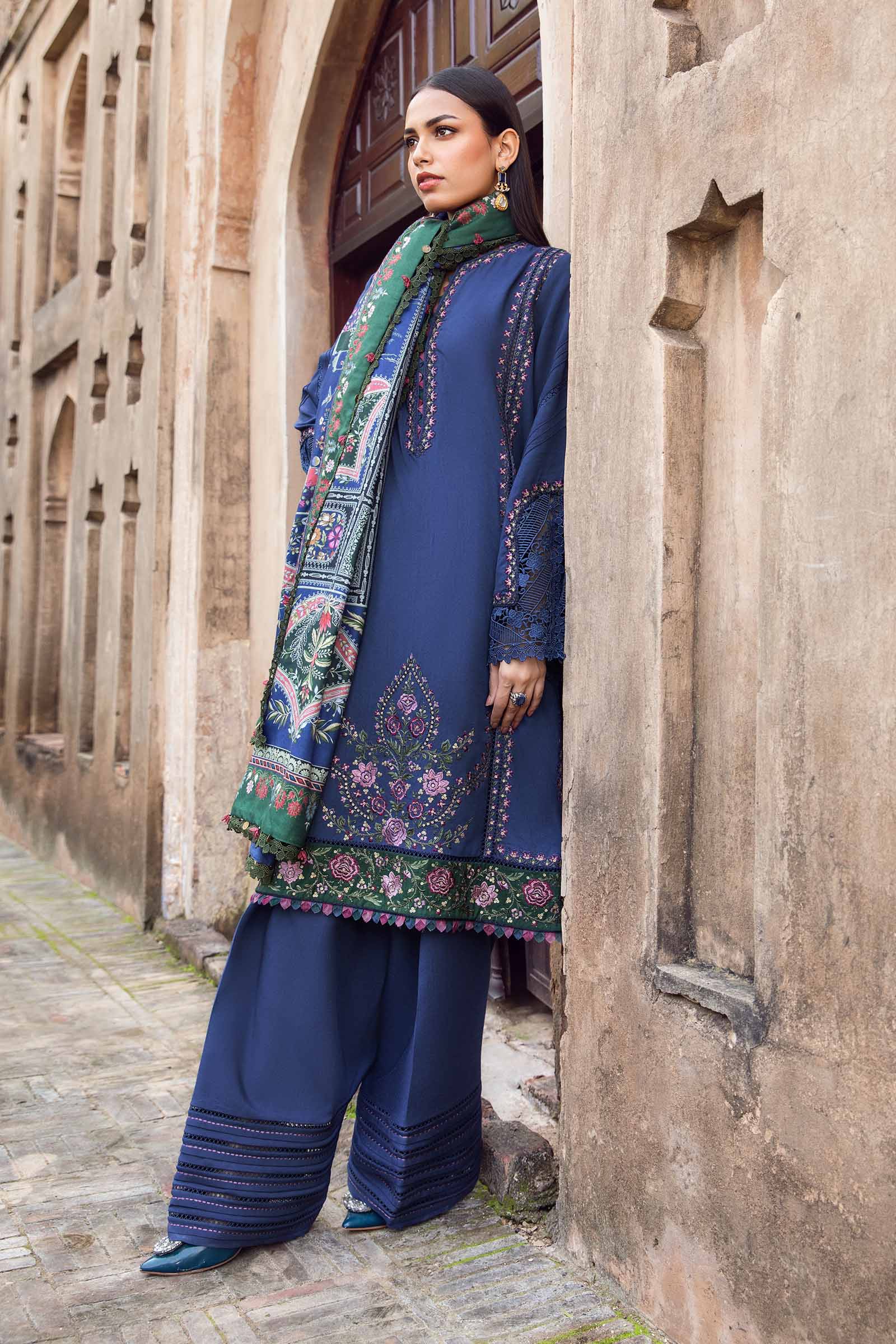 Maria.B - 3PC Dhanak Embroidered Suit - USME-014099