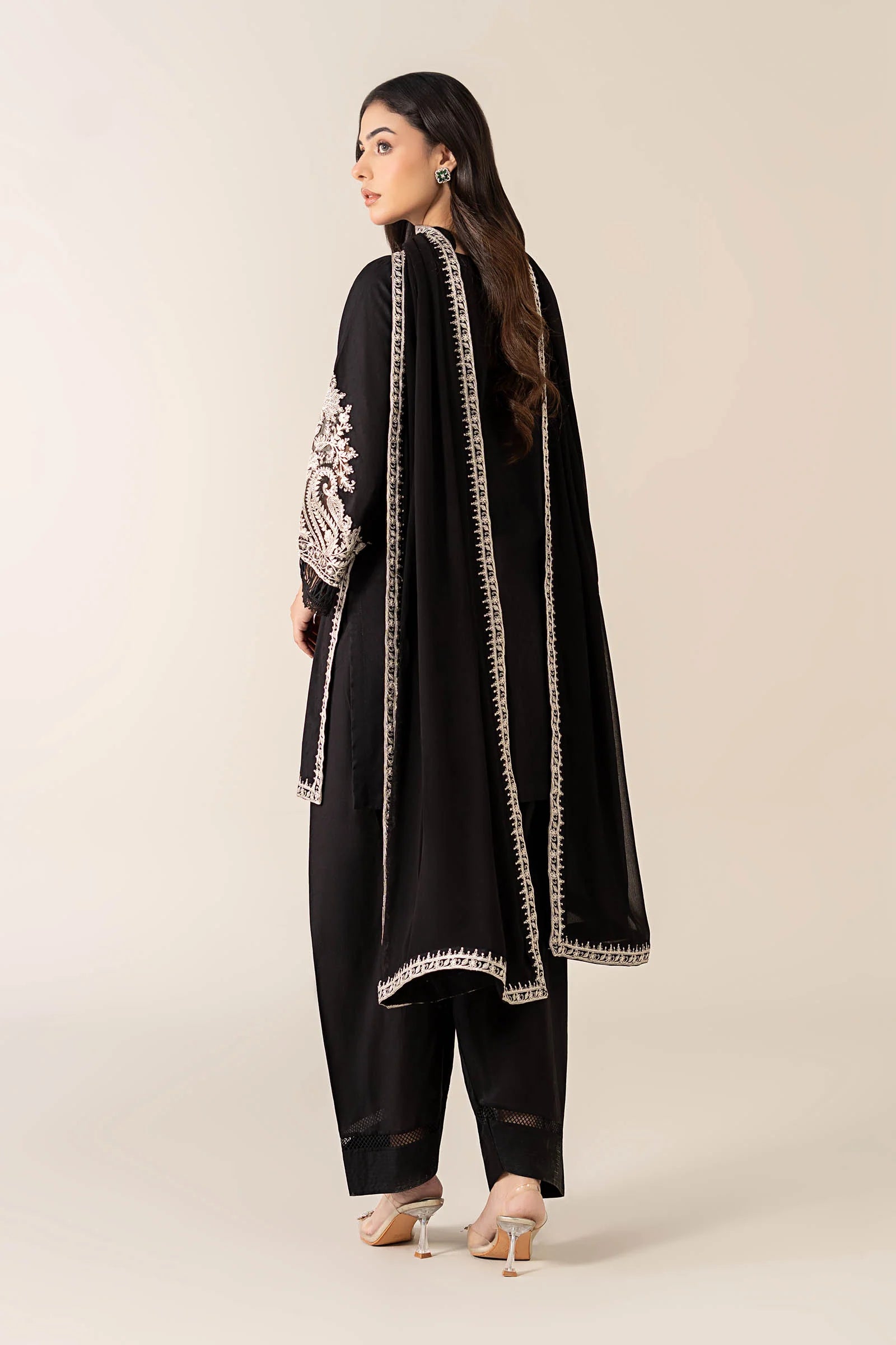 Maria.B - 3PC Dhanak Embroidered Suit - USME-014095