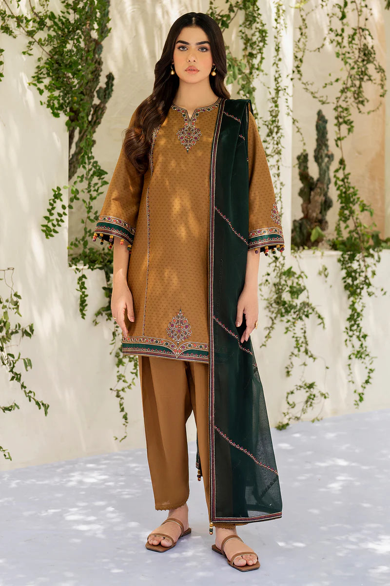 Jazmin - 3PC Dhanak Embroidered Suit - USME-015011