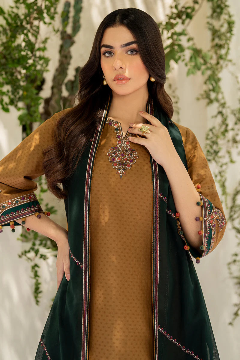 Jazmin - 3PC Dhanak Embroidered Suit - USME-015011