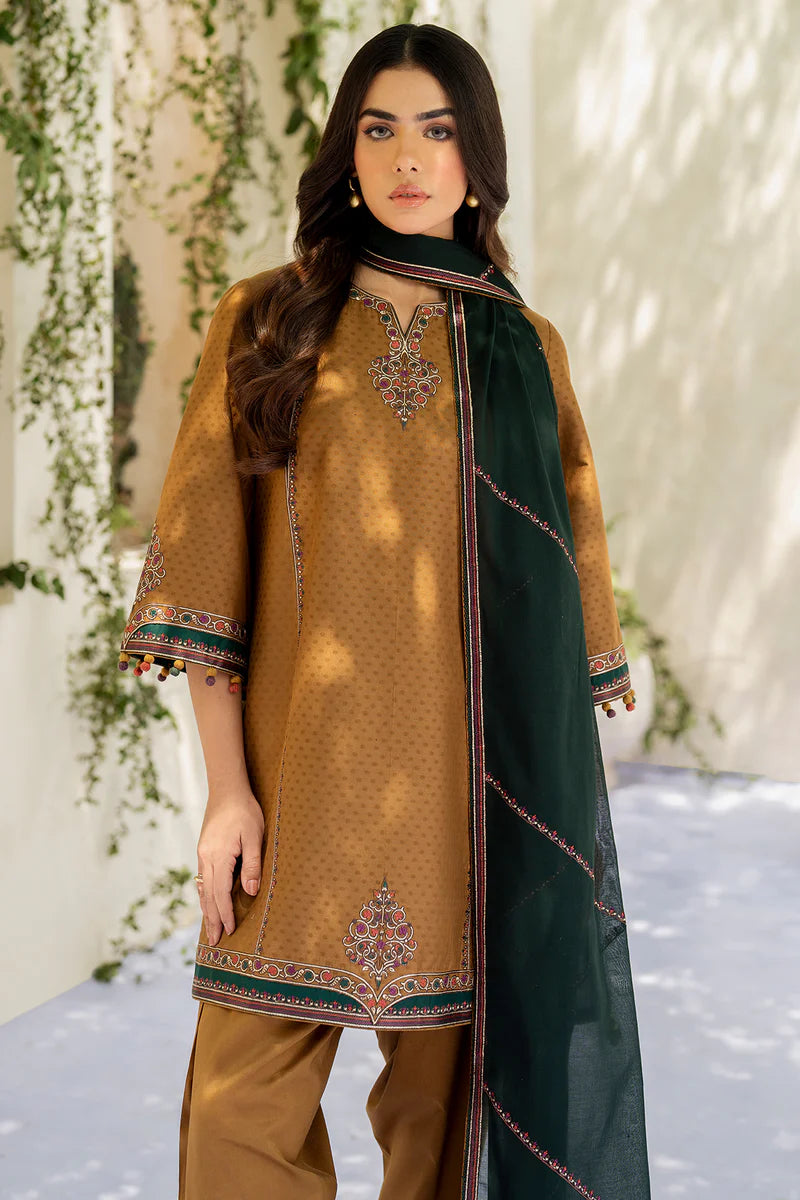 Jazmin - 3PC Dhanak Embroidered Suit - USME-015011