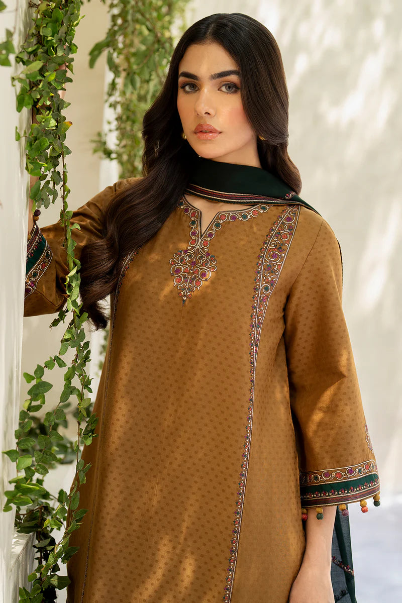 Jazmin - 3PC Dhanak Embroidered Suit - USME-015011