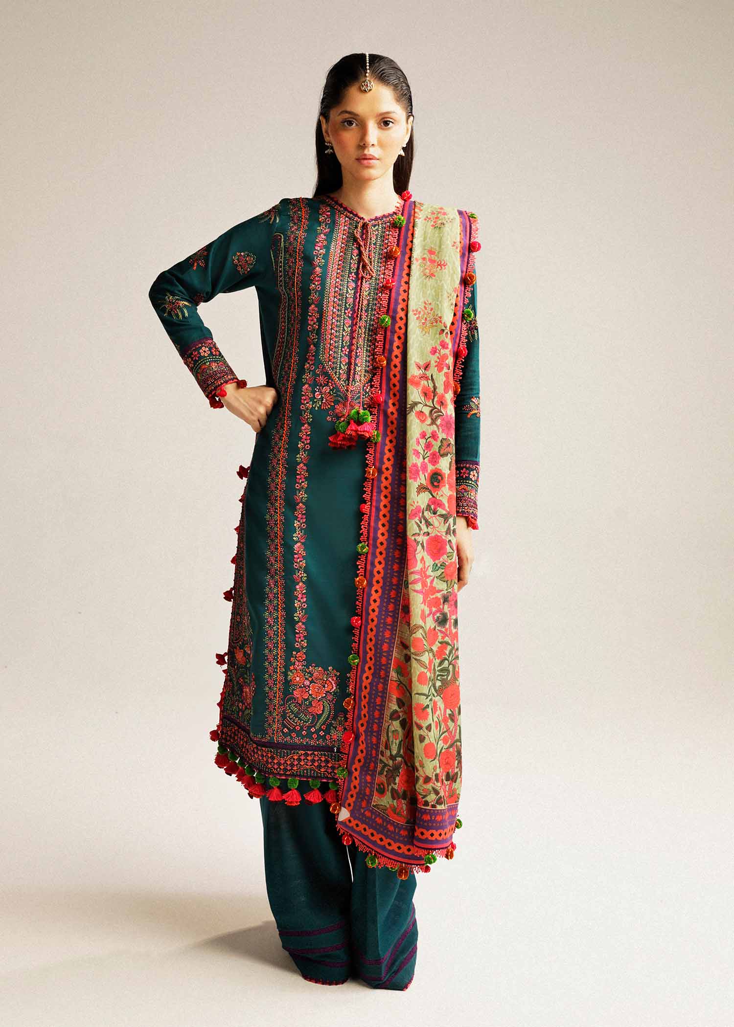 Hussain Rehar - 3PC Luxury Dhanak Embroidered Suit - USME-015026
