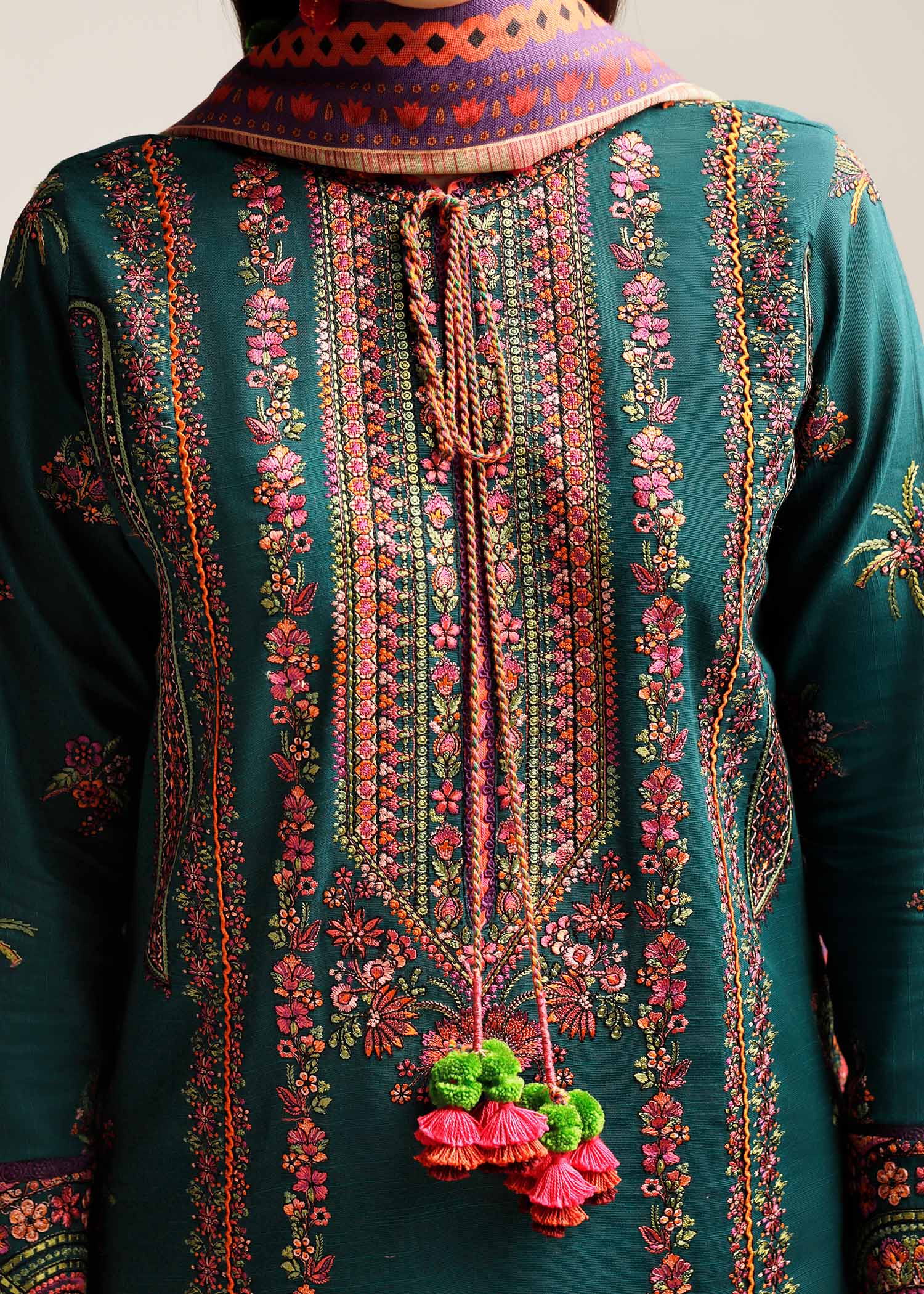 Hussain Rehar - 3PC Luxury Dhanak Embroidered Suit - USME-015026