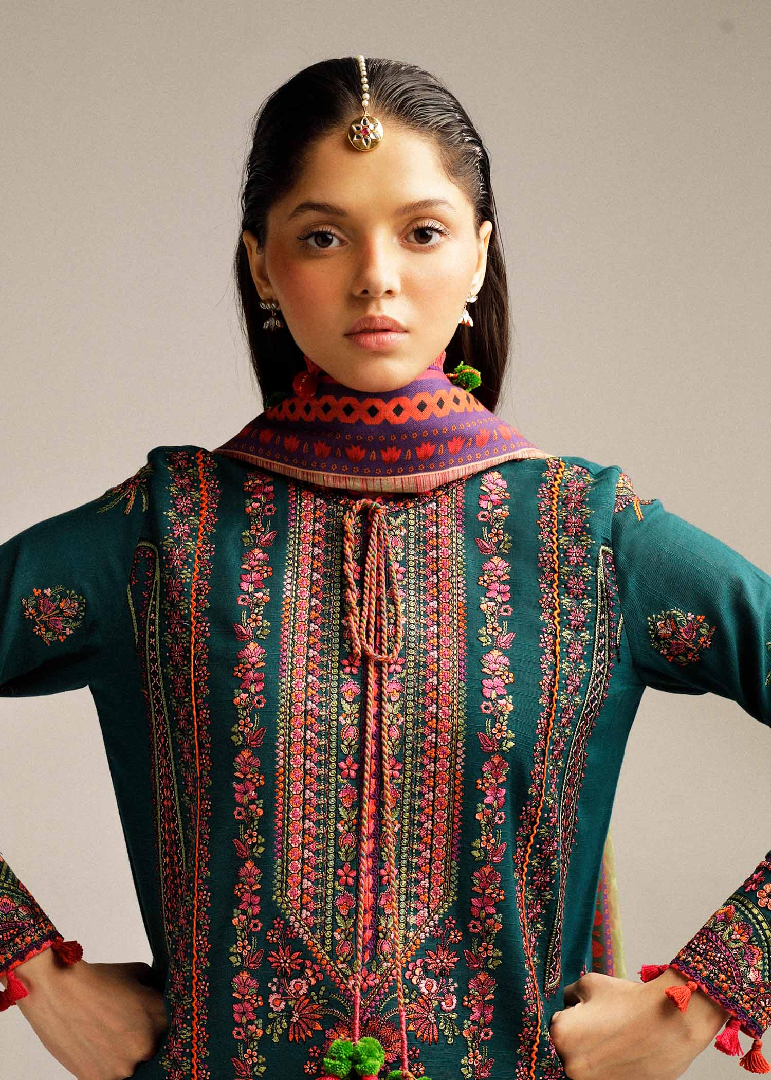 Hussain Rehar - 3PC Luxury Dhanak Embroidered Suit - USME-015026