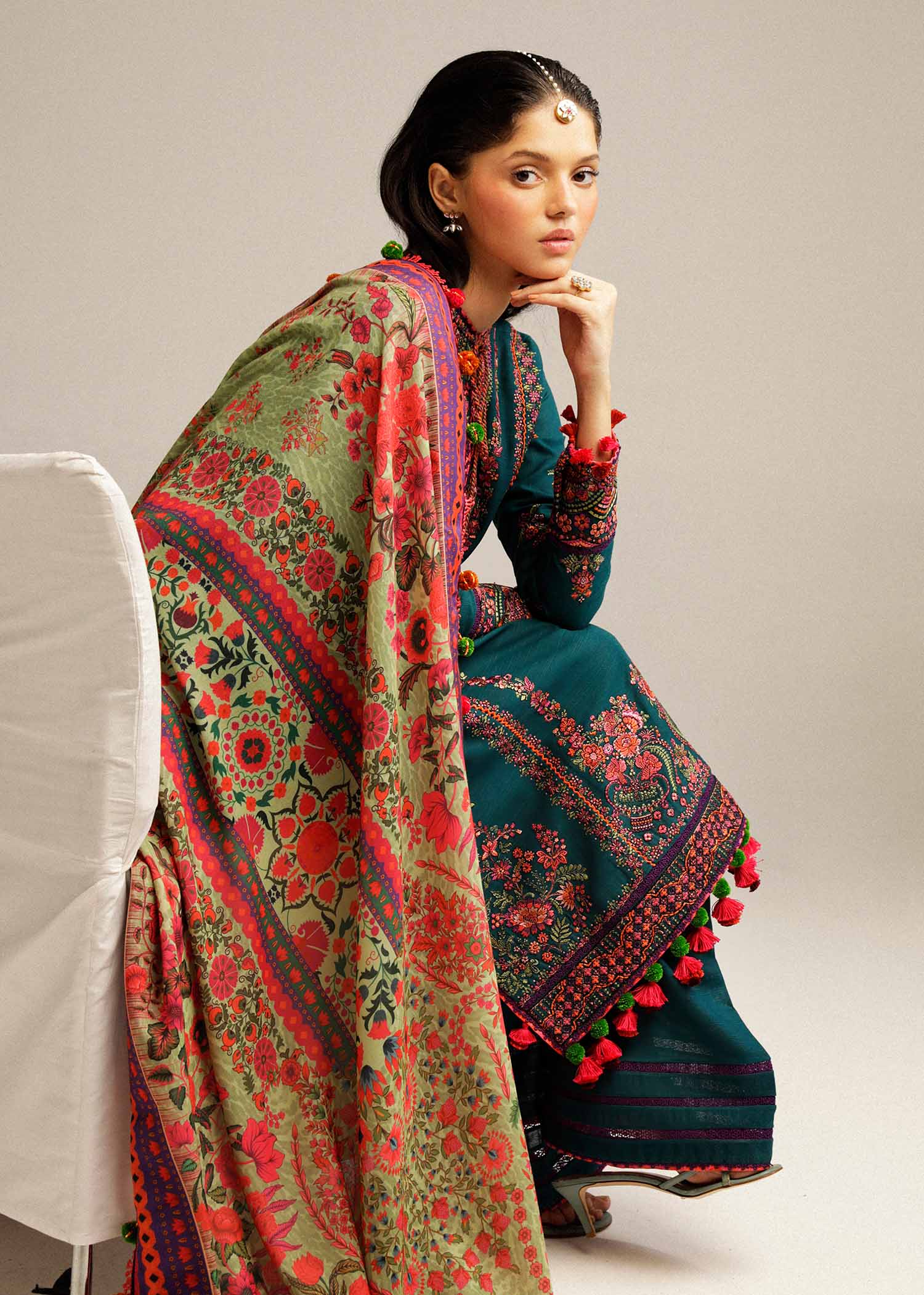 Hussain Rehar - 3PC Luxury Dhanak Embroidered Suit - USME-015026