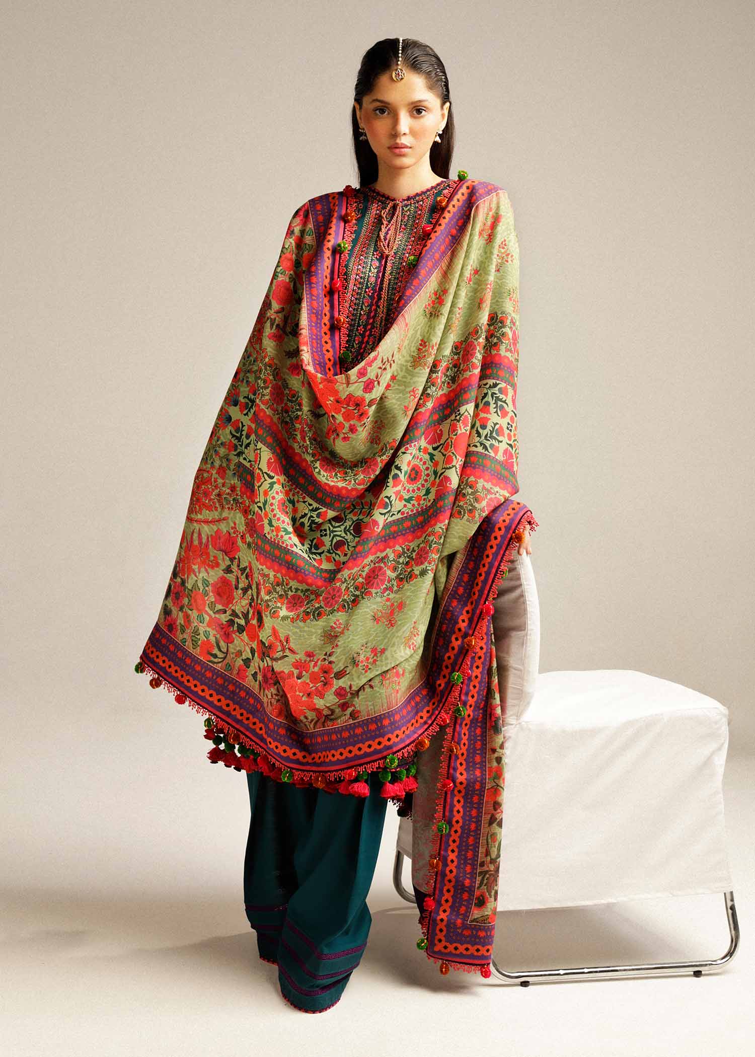 Hussain Rehar - 3PC Luxury Dhanak Embroidered Suit - USME-015026