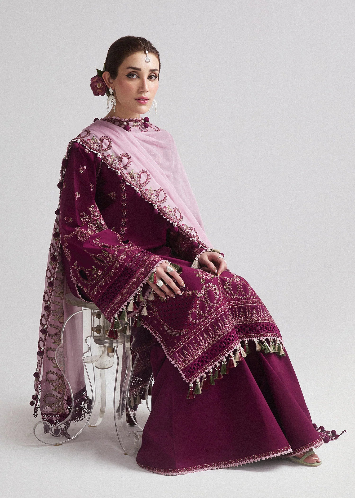 Hussain Rehar - 3PC Luxury Dhanak Embroidered Suit - USME-015027