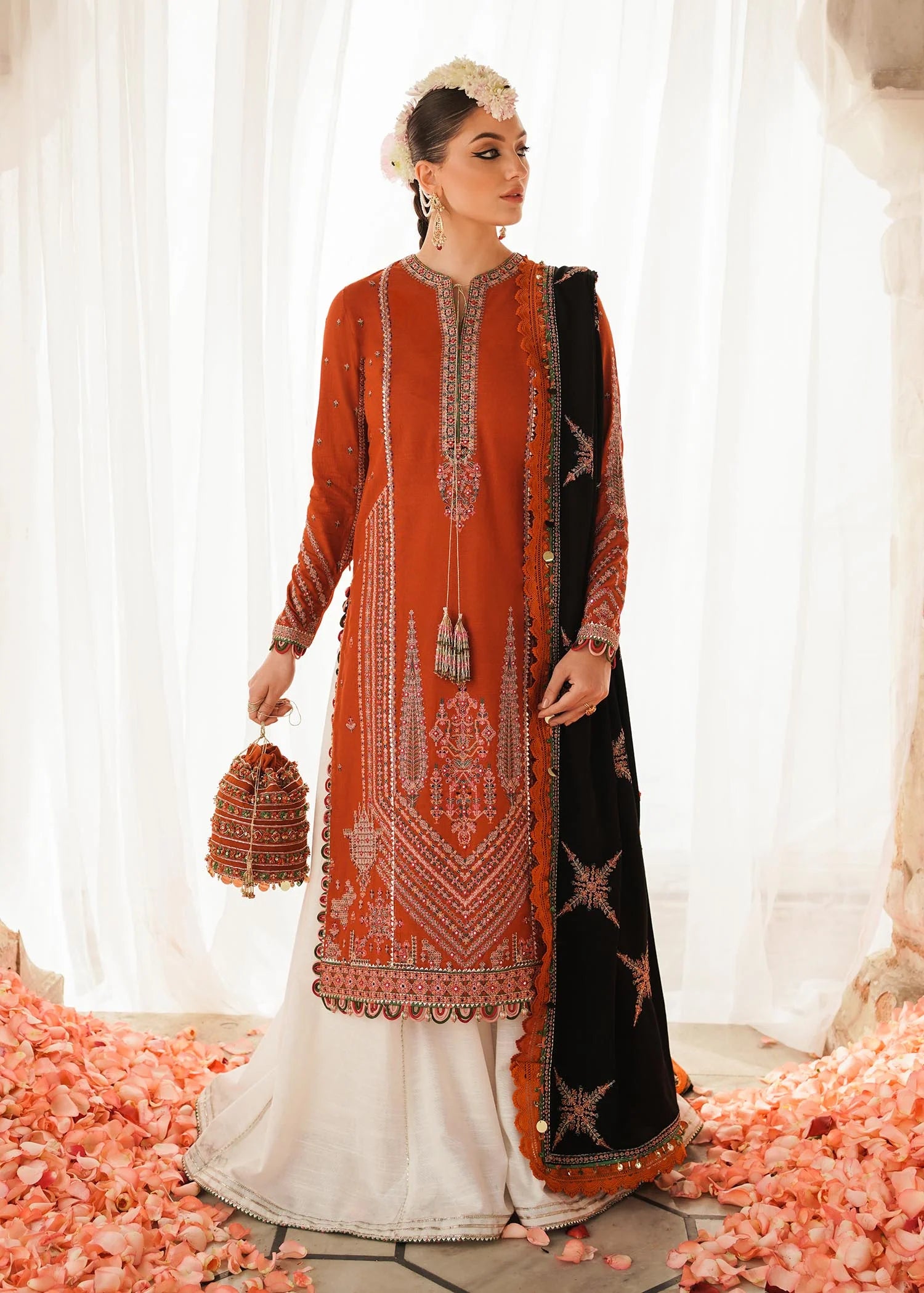 Hussain Rehar - 3PC Luxury Dhanak Embroidered Suit - USME-015030