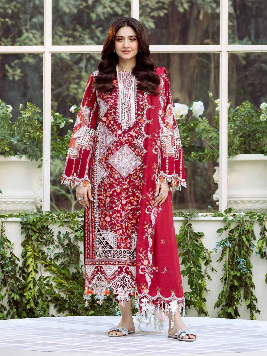 BIN ILYAS  - 3PC Luxury Dhanak Embroidered Suit - USME-015038