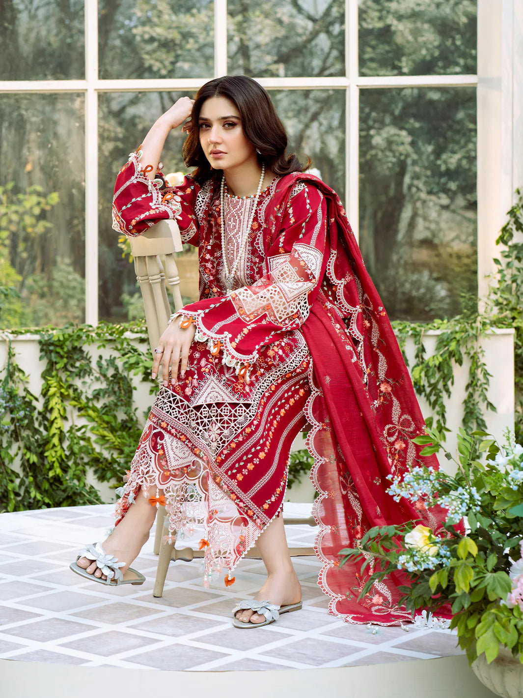 BIN ILYAS  - 3PC Luxury Dhanak Embroidered Suit - USME-015038