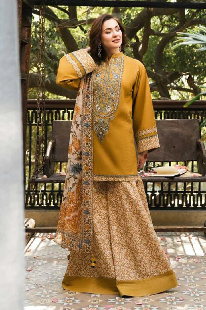 Sapphire - 3PC Dhanak Embroidered Suit - USME-015040