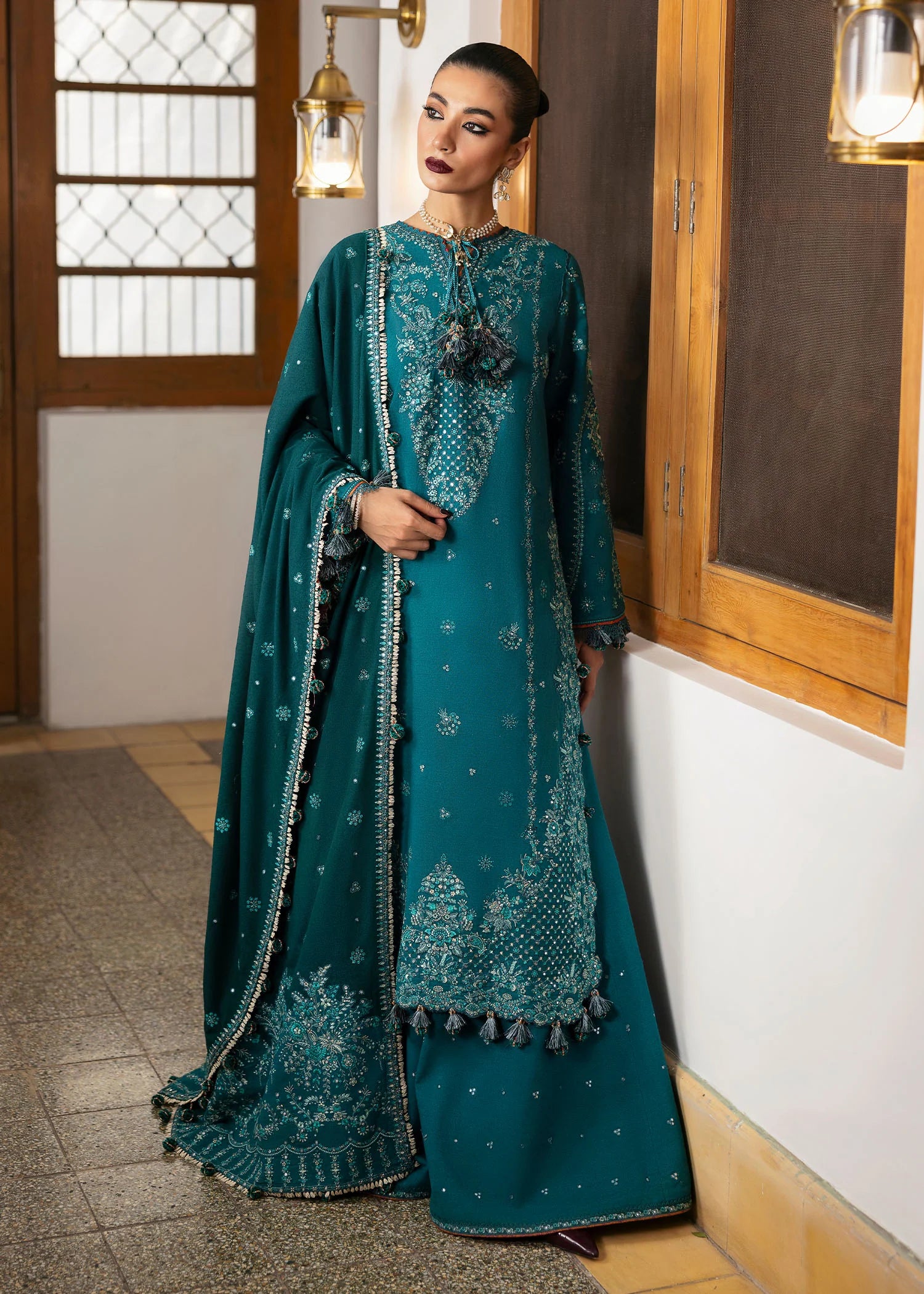 Hussain Rehar - 3PC Luxury Dhanak Embroidered Suit - USME-015041