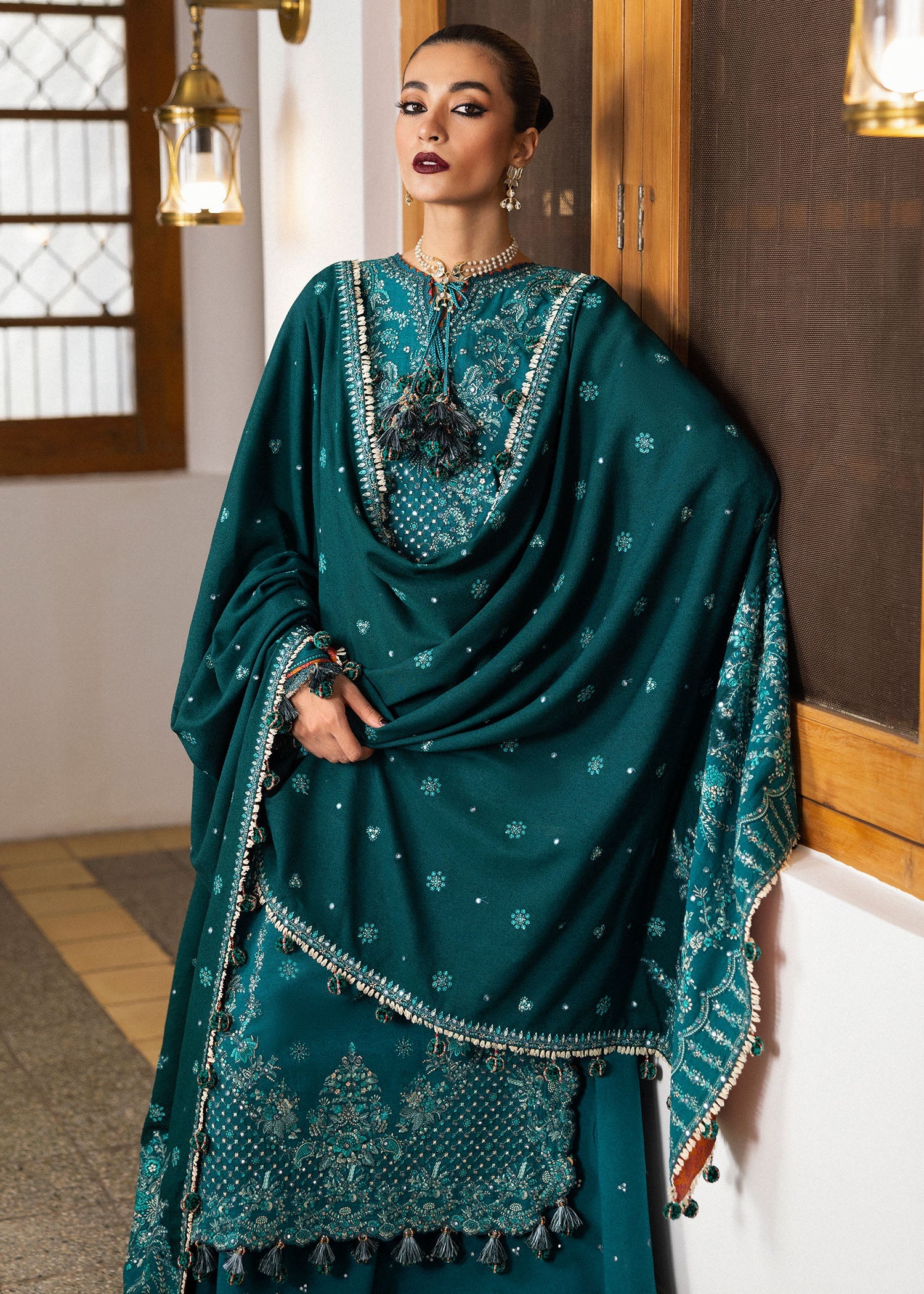 Hussain Rehar - 3PC Luxury Dhanak Embroidered Suit - USME-015041