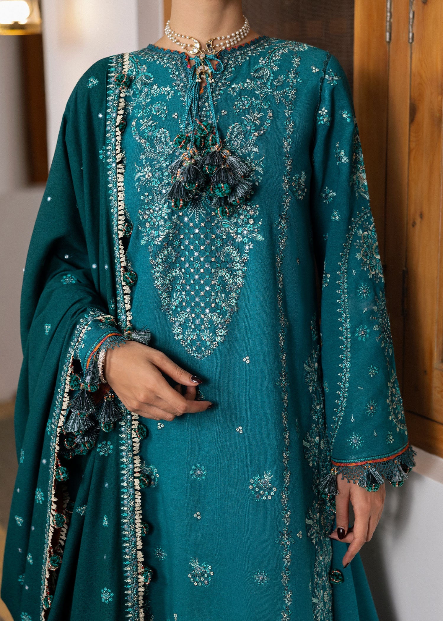 Hussain Rehar - 3PC Luxury Dhanak Embroidered Suit - USME-015041