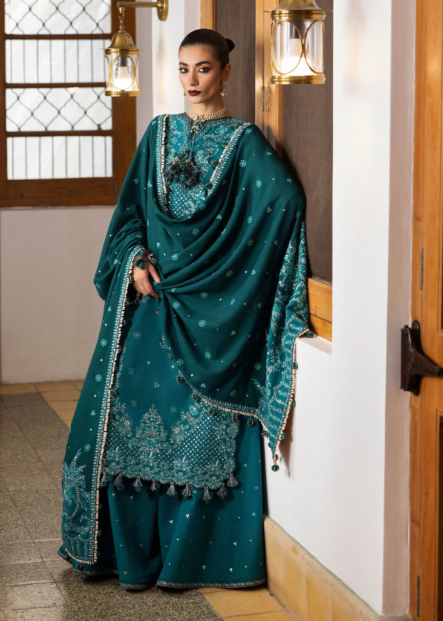 Hussain Rehar - 3PC Luxury Dhanak Embroidered Suit - USME-015041
