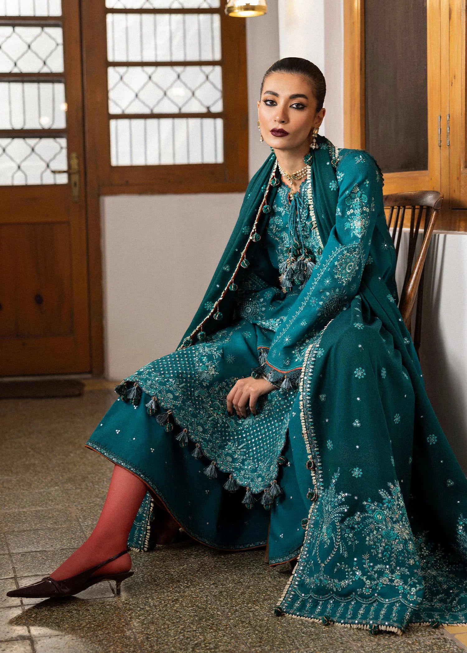 Hussain Rehar - 3PC Luxury Dhanak Embroidered Suit - USME-015041