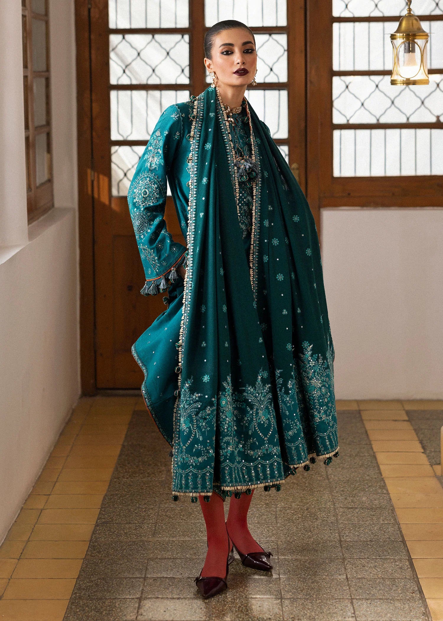 Hussain Rehar - 3PC Luxury Dhanak Embroidered Suit - USME-015041