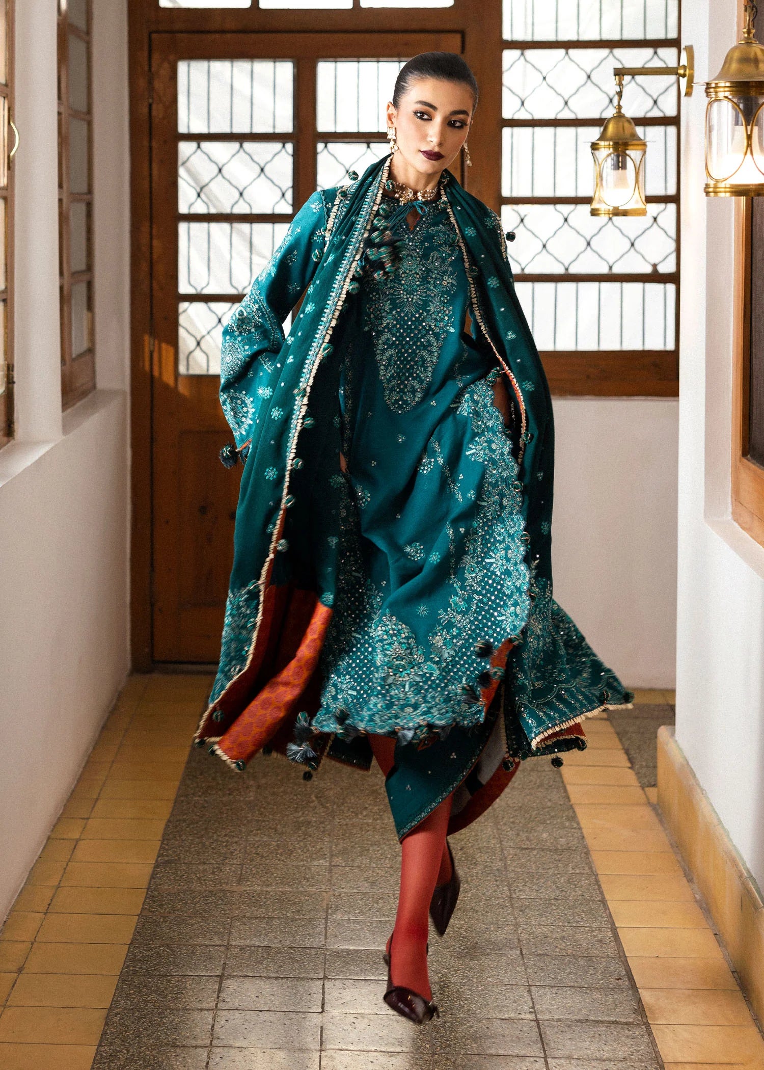 Hussain Rehar - 3PC Luxury Dhanak Embroidered Suit - USME-015041