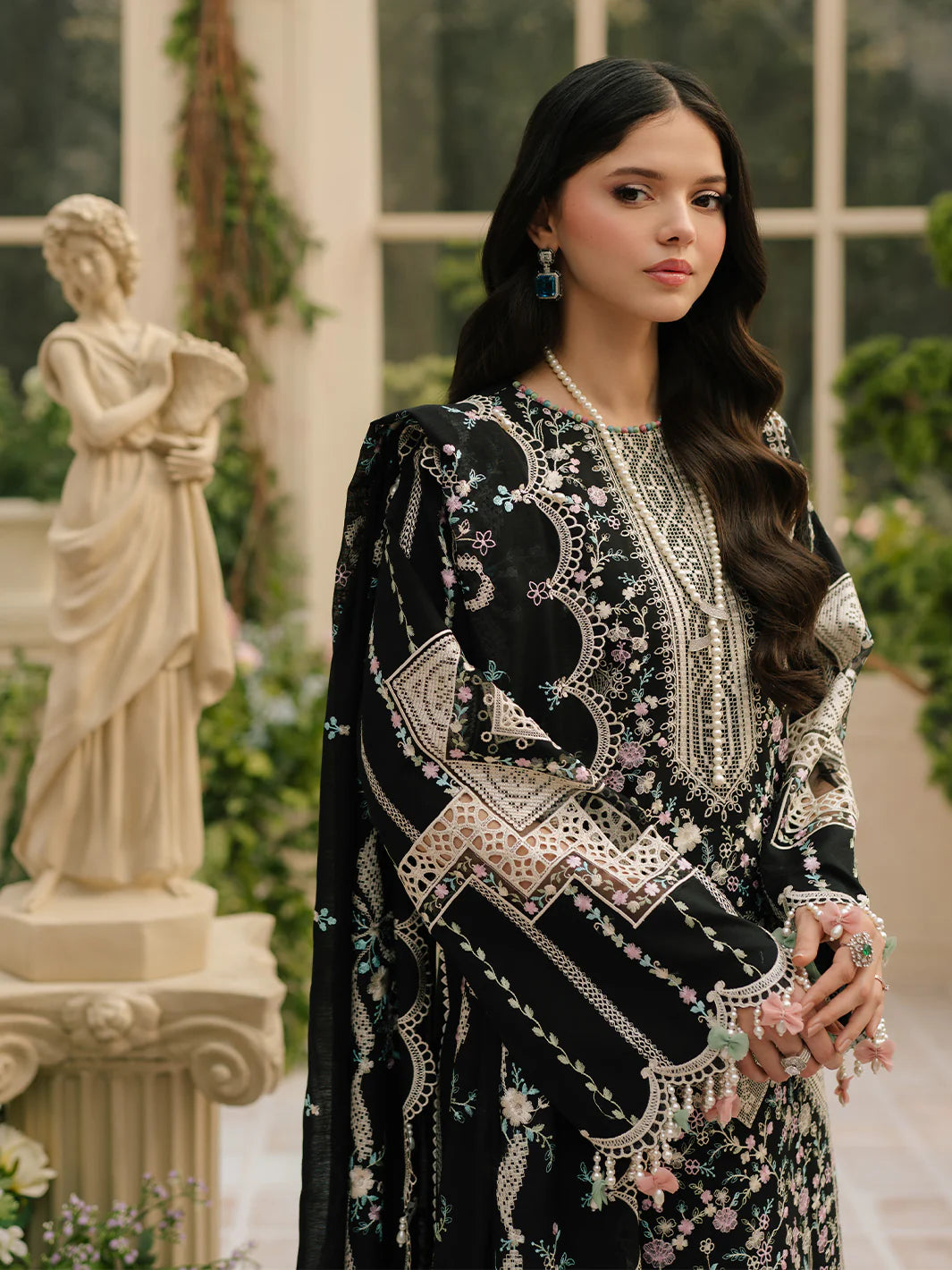 BIN ILYAS  - 3PC Luxury Dhanak Embroidered Suit - USME-015045