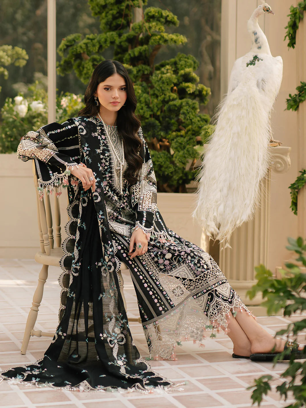 BIN ILYAS  - 3PC Luxury Dhanak Embroidered Suit - USME-015045