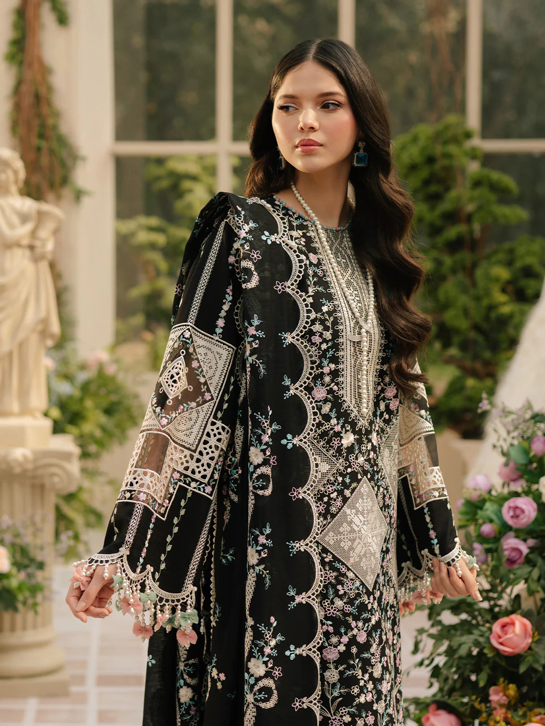 BIN ILYAS  - 3PC Luxury Dhanak Embroidered Suit - USME-015045