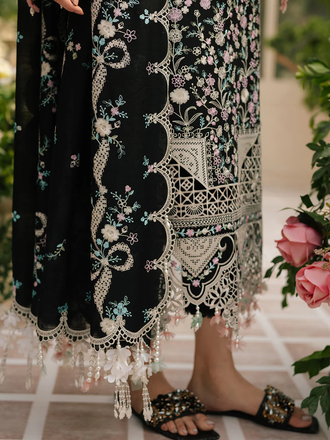 BIN ILYAS  - 3PC Luxury Dhanak Embroidered Suit - USME-015045
