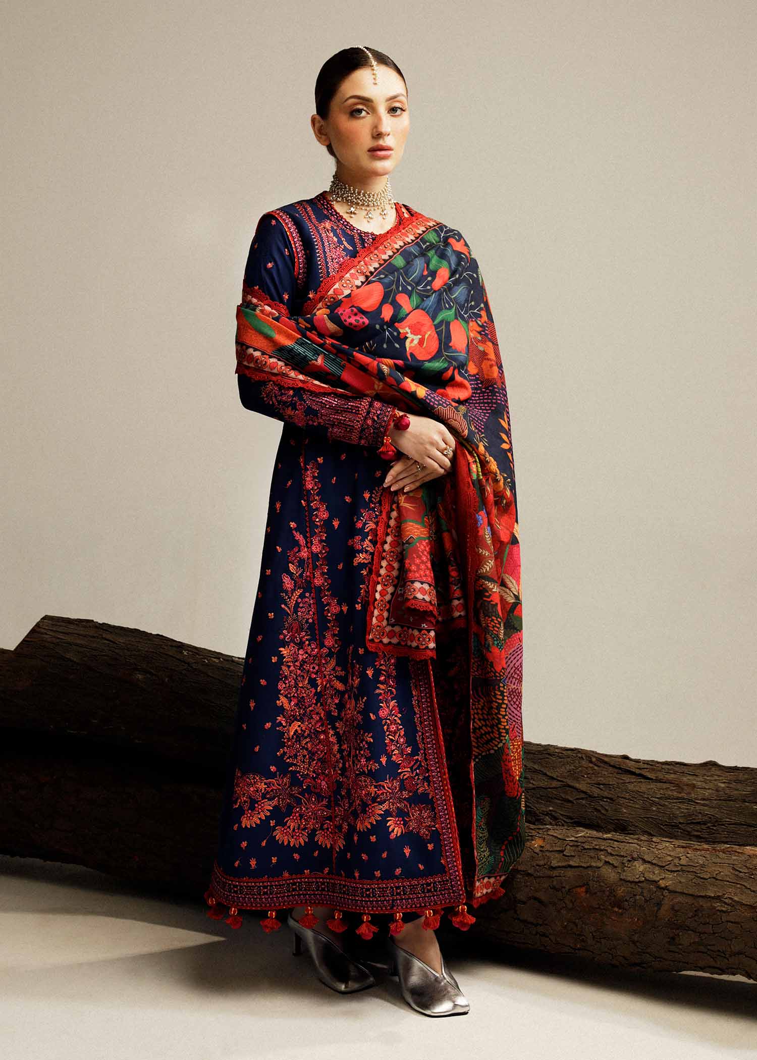Hussain Rehar - 3PC Luxury Dhanak Embroidered Suit - USME-015046