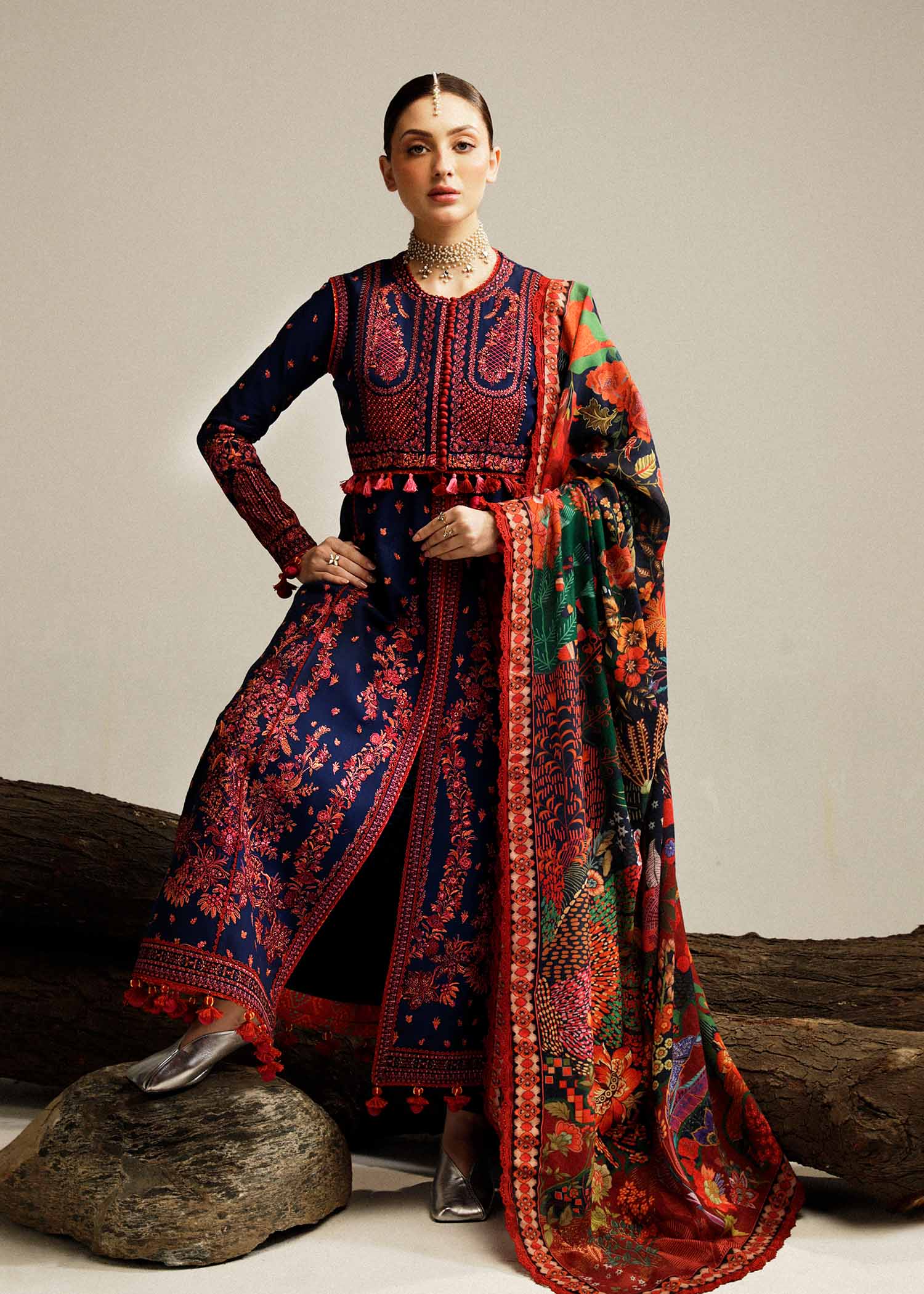 Hussain Rehar - 3PC Luxury Dhanak Embroidered Suit - USME-015046