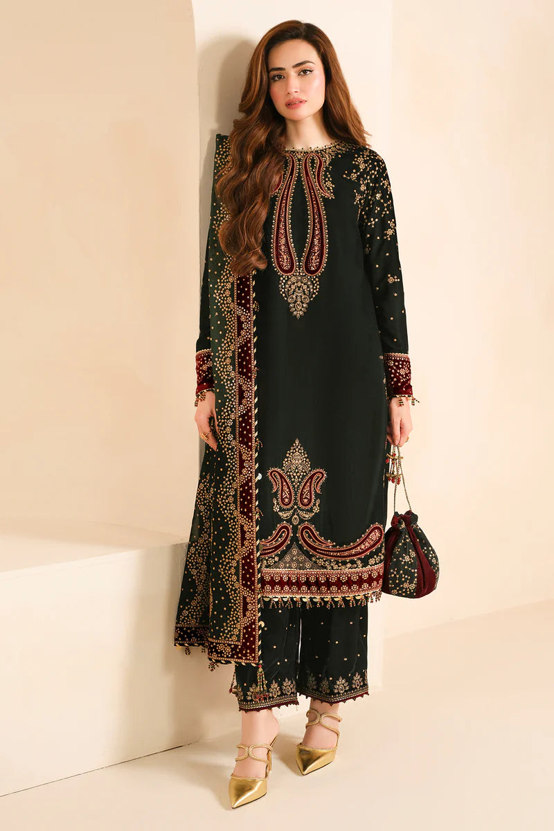 Jazmin - 3PC Luxury Velvet Embroidered Suit - USME-015048