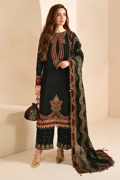 Jazmin - 3PC Luxury Velvet Embroidered Suit - USME-015048