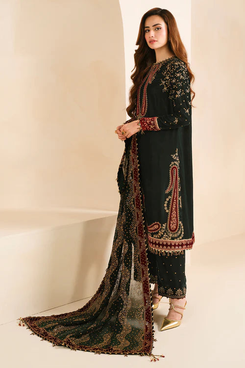 Jazmin - 3PC Luxury Velvet Embroidered Suit - USME-015048