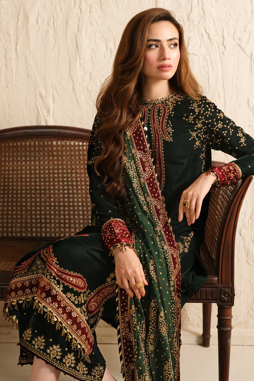 Jazmin - 3PC Luxury Velvet Embroidered Suit - USME-015048