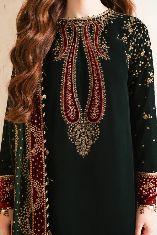 Jazmin - 3PC Luxury Velvet Embroidered Suit - USME-015048