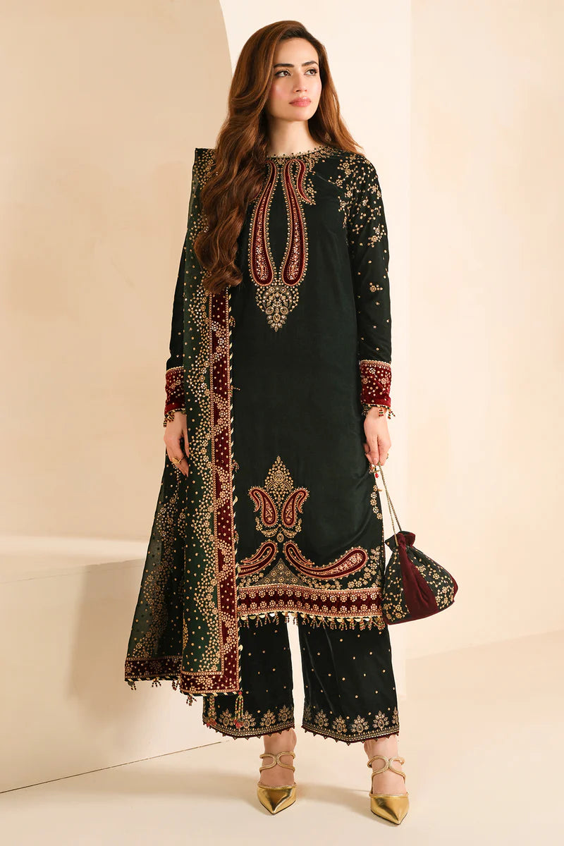 Jazmin - 3PC Luxury Velvet Embroidered Suit - USME-015048