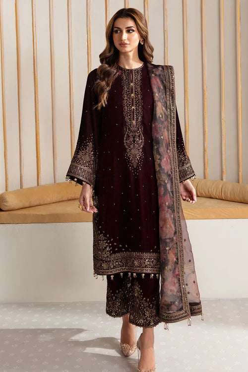 Jazmin - 3PC Luxury Velvet Embroidered Suit - USME-015050