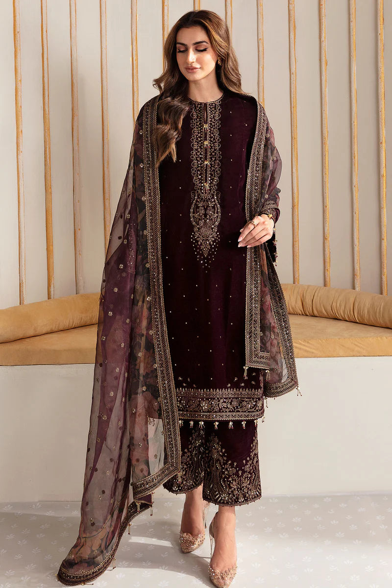 Jazmin - 3PC Luxury Velvet Embroidered Suit - USME-015050