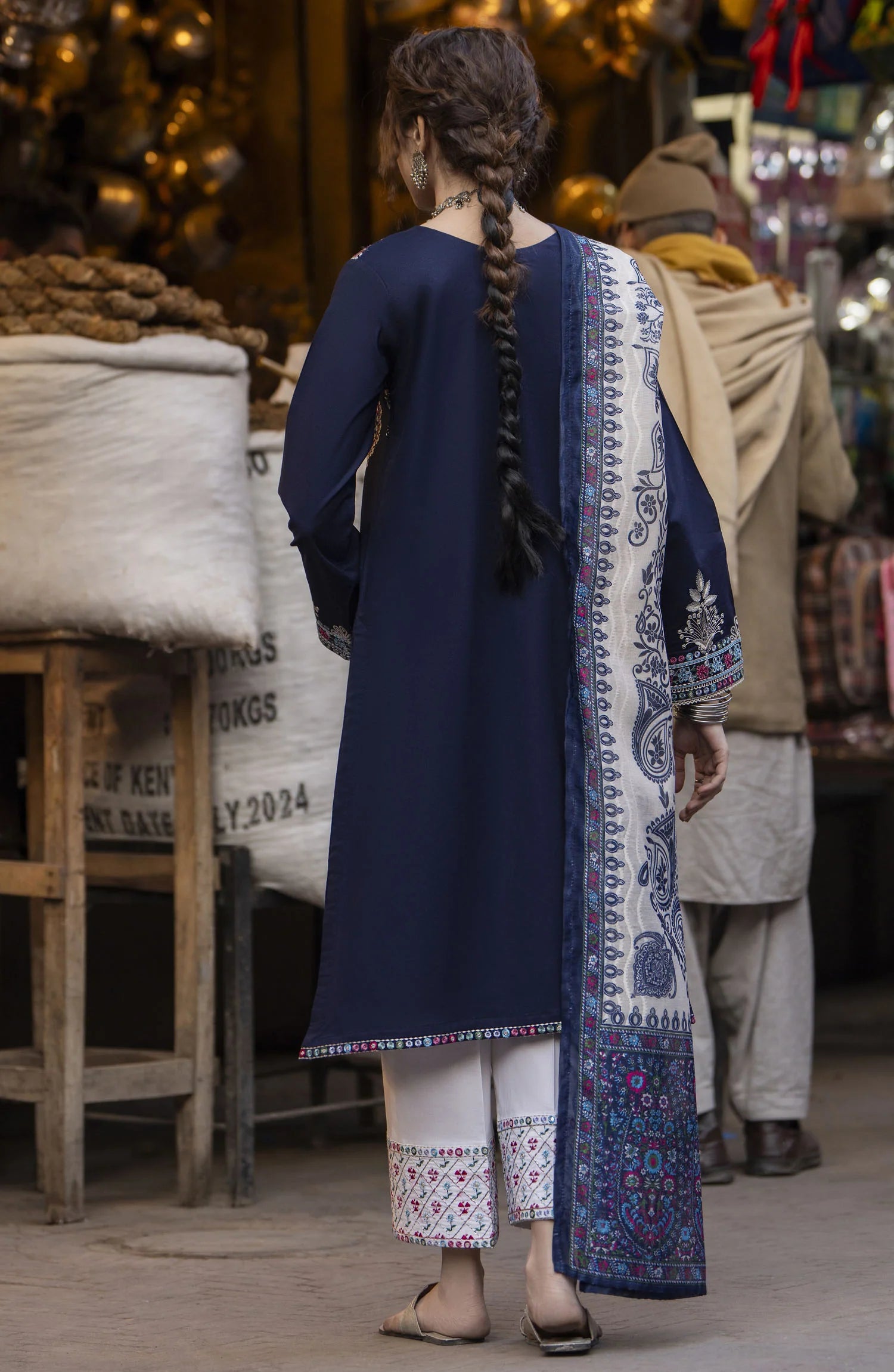 AL KARIM - 3PC Dhanak Embroidered Suit - USME-015055