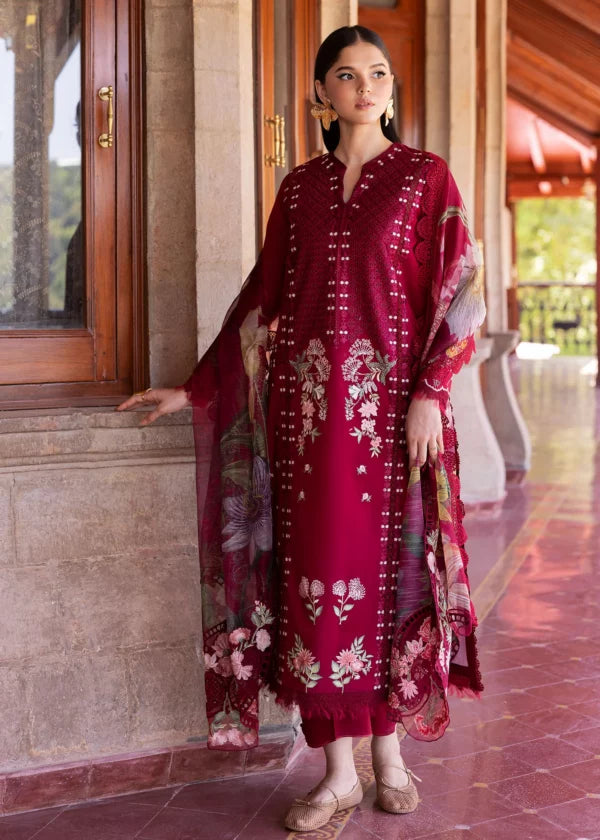 Crimson - 3PC Luxury Dhanak Embroidered Suit - USME-015062