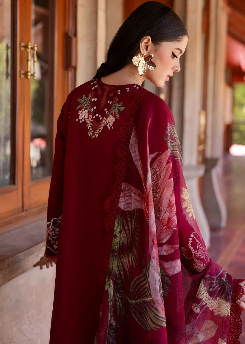 Crimson - 3PC Luxury Dhanak Embroidered Suit - USME-015062