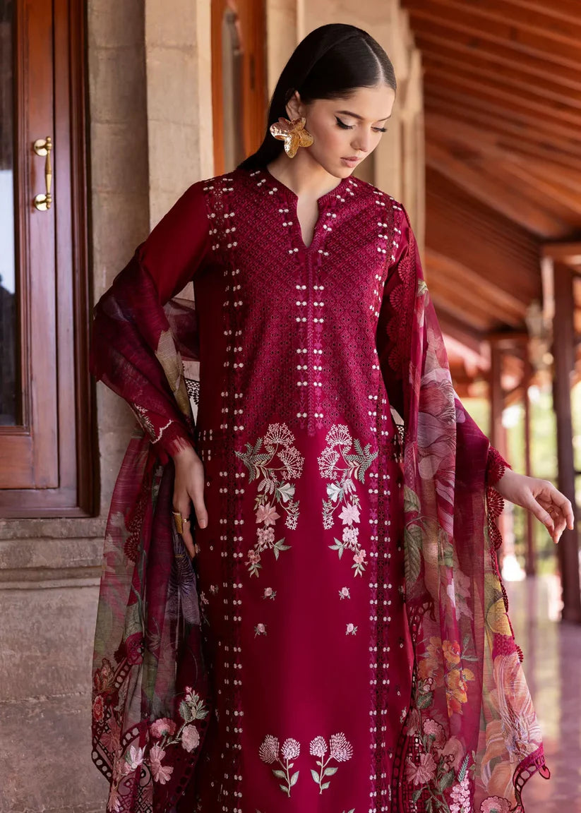 Crimson - 3PC Luxury Dhanak Embroidered Suit - USME-015062