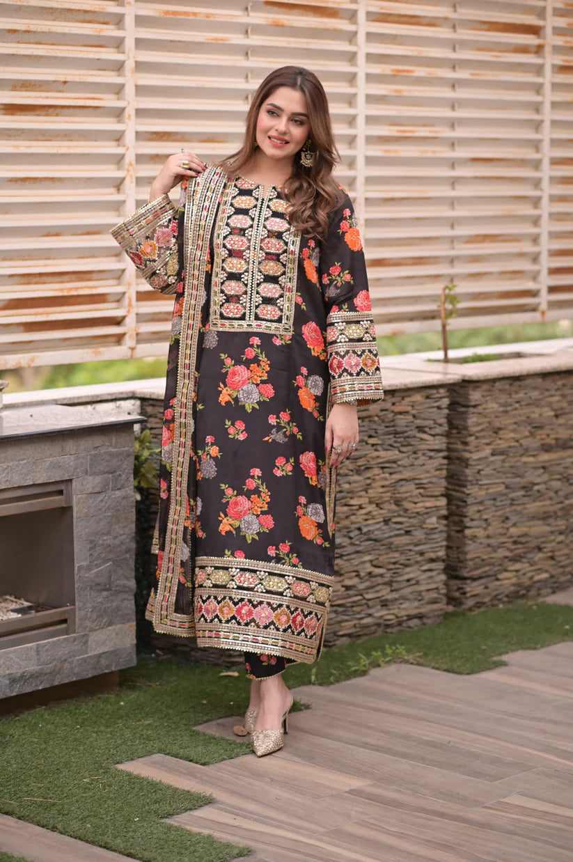 Aneelas - 3PC Luxury Embroidered Suit - USME-015071