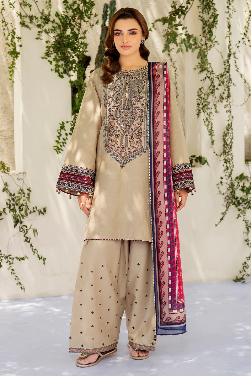 Jazmin - 3PC Dhanak Embroidered Suit - USME-015017